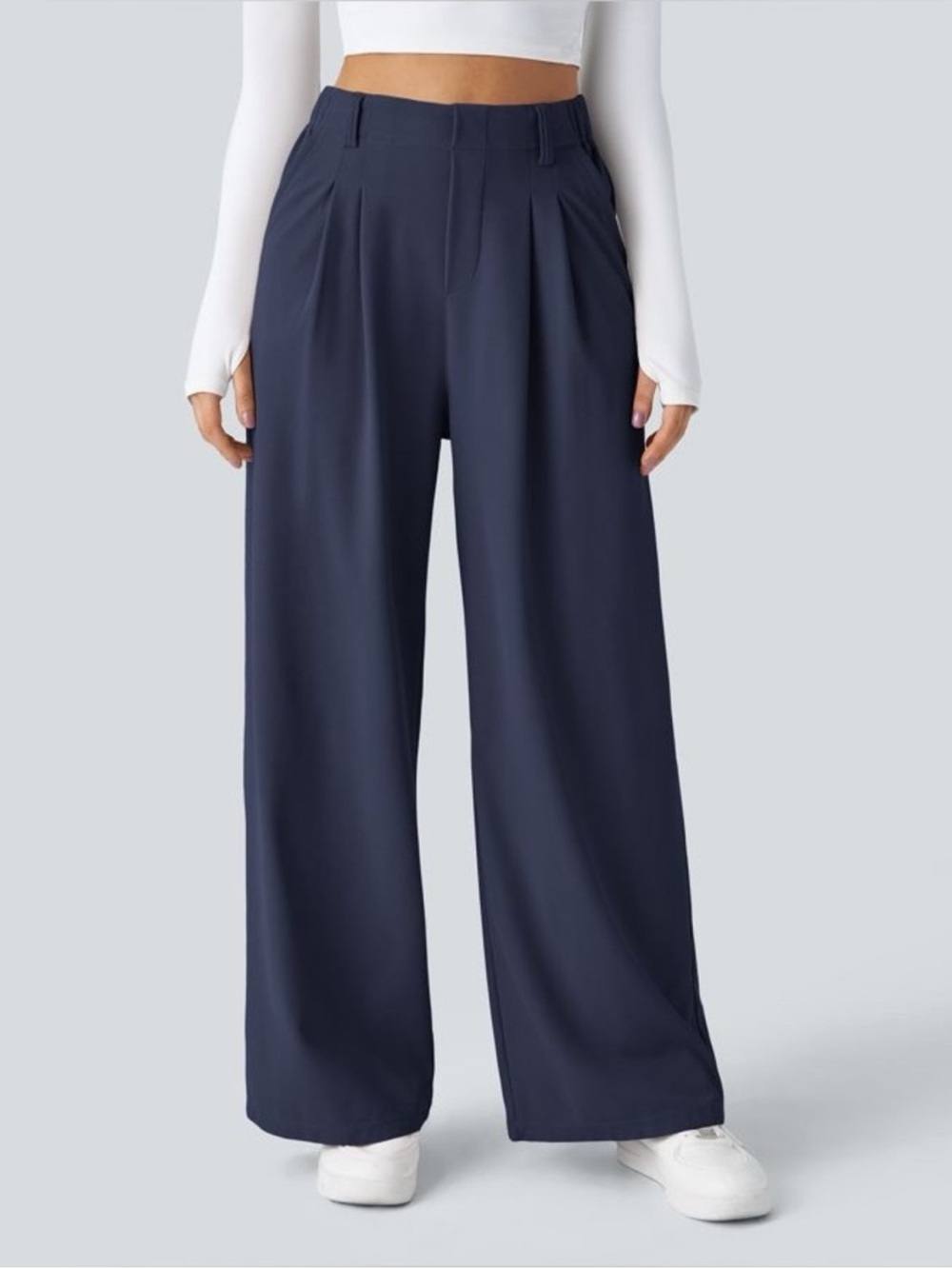 HALARA Breezeful Navy Wide-Leg High-Rise Pants - Picture 3 of 8